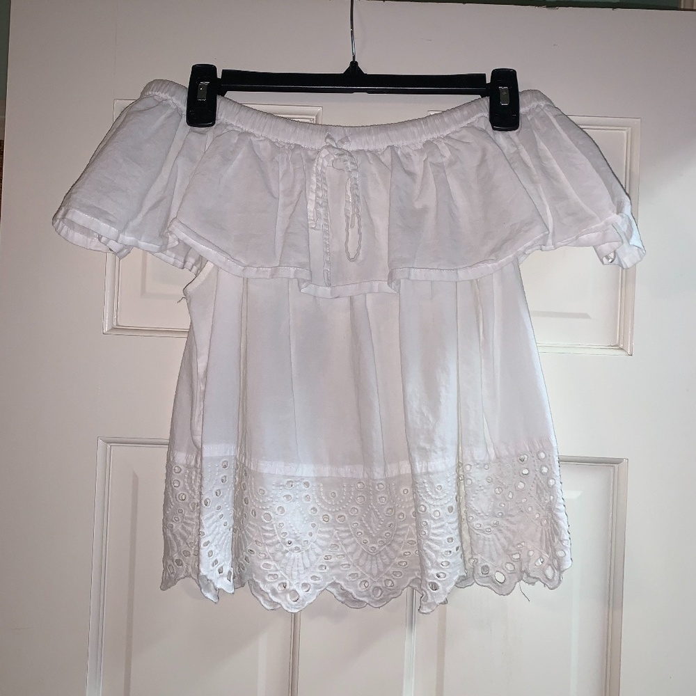 white cotton off the shoulder blouse